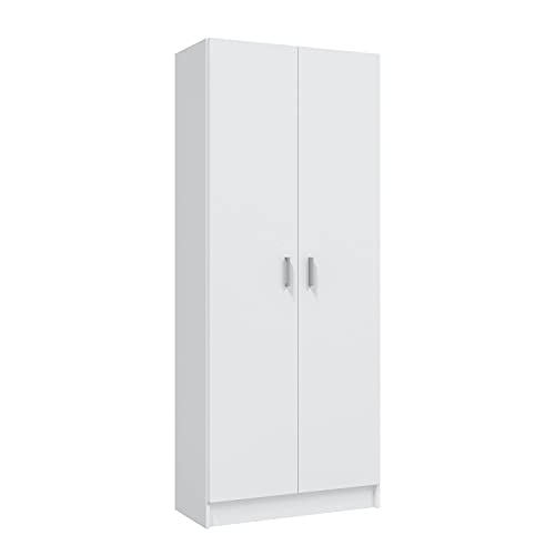 Mobelcenter - Armario Multiusos 2 Puertas - Armario Auxiliar con Escobero - Acabado Color Blanco - Medidas: Ancho: 73 cm x Fondo: 37 cm x Alto: 180 cm - (1231)