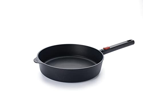 Woll Diamond Logic XR - Sartén alta (inductiva, 28 cm de diámetro, 7 cm de alto, con mango extraíble, apta para todo tipo de fuegos, aluminio, apta para horno, color negro)