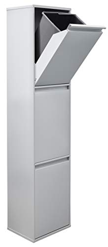 Arregui Cubo de Basura y Reciclaje de 3 Compartimentos, Gris Claro