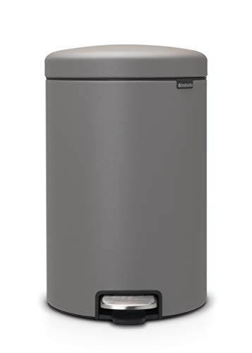 Brabantia NewIcon Cubo de Basura de Pedal, Acero Inoxidable, Color Concrete Grey, 20 litros, Mineral Gris hormigón