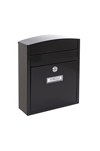 ARREGUI Compact E5734 Buzón de Correo de Acero, Tamaño S (Correo DIN A5) - 28,5 x 24 x 9,5 cm, Buzón Individual Exterior, Buzón de Pared, Antilluvia, Fácil de Instalar, Negro