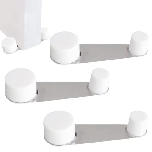 Topes para puertas con retenedor giratorio - Retenedor puerta blanco 4 uds - Sujeta puertas suelo adhesivo - Tope puertas suelo - Tope retenedor de puertas.