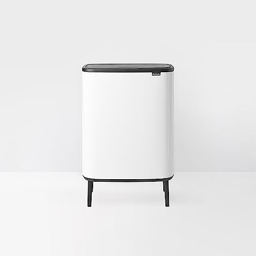 Brabantia Bo Hi Touch mecanismo de apertura con un toque, Cubo de basura con patas 2 x 30L, color blanco
