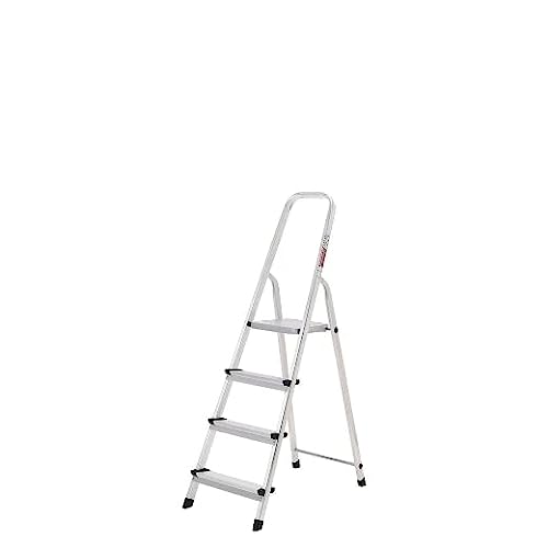 Oryx Escalera Aluminio 4 Peldaños Plegable, Uso doméstico, Antideslizante, Ligera y Resistente