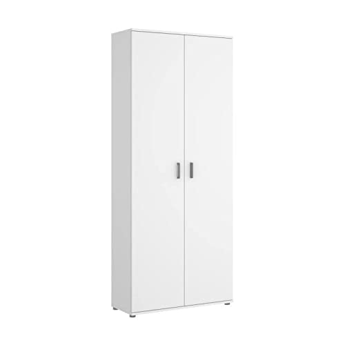 DEKIT GRUPO RIMOBEL Armario Multiusos 2 Puertas escobero, Madera de ingeniería, Blanco, 78x190x35cm