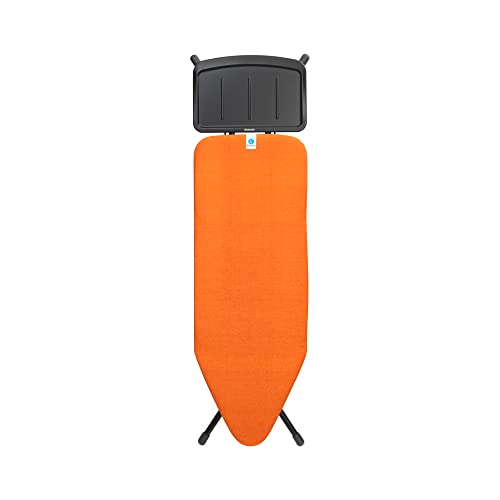Brabantia - Tabla de Planchar C - con Soporte para Plancha Vapor XL - Mediana & Plegable - Altura Ajustable - Patas Antideslizantes - Funda de Algodón de Ajuste Happy Glow -124 x 45 cm