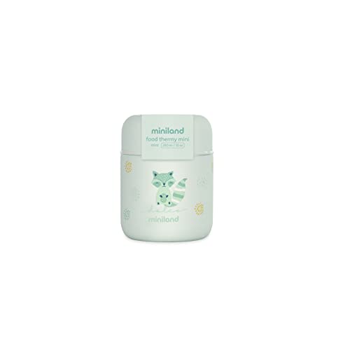 Miniland Food Thermy Mini Mint. Termo papillero de 280ml, con doble capa de acero que mantiene la temperatura de la comida durante horas.