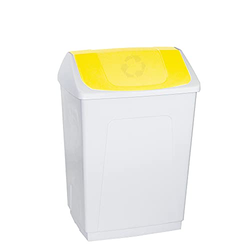 Denox DEN137 Papelera con Tapa basculante 55 litros, Amarillo, 55 L