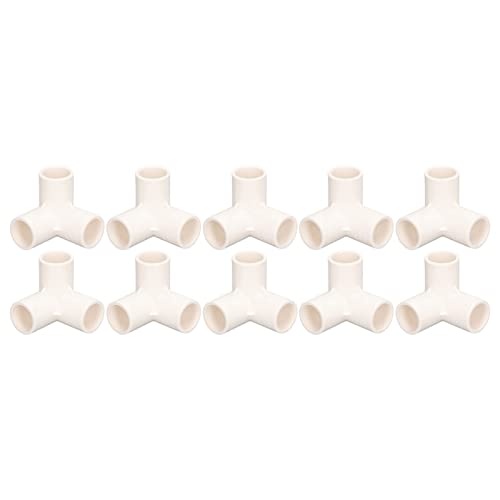 10PCS Accesorios de Tubería de 3 Vías Conector en T de Plástico de PVC Conector de Esquina de Codo de 90 Grados 25 Mm 1 Pulgada de Diámetro Interior para Tuberías de Agua Muebles Juntas(Blanco)