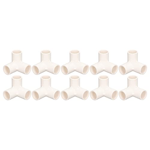 10PCS Accesorios de Tubería de 3 Vías Conector en T de Plástico de PVC Conector de Esquina de Codo de 90 Grados 25 Mm 1 Pulgada de Diámetro Interior para Tuberías de Agua Muebles Juntas(Blanco)