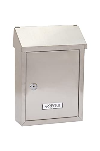 ARREGUI Smart E5727 Buzón Exterior de Acero Inoxidable, Tamaño S (Correo DIN A5), Buzón de Pared Pequeño, Buzón de Correo con Boca Trasera Recogecartas, Anticorrosivo, Fácil de Instalar, INOX
