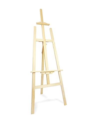 Caballete de madera para pintar ideal para soporte de lienzos pinturas óleo, acrílicas o exposición de cuadros (145CM)