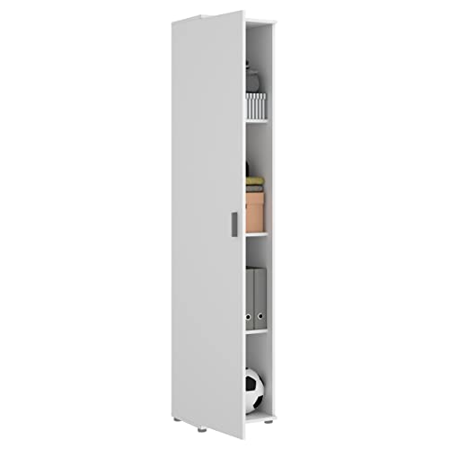 DEKIT GRUPO RIMOBEL Armario Multiusos 1 Puerta, Madera de ingeniería, Blanco, 39x190x35cm