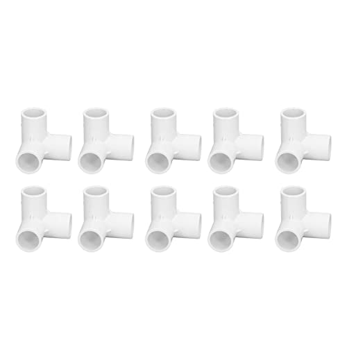 Accesorios de Tubería de PVC de 3 Vías, Junta de Codo de Plástico en ángulo Recto Conector de Esquina en T de 20 Mm de Diámetro Interior 10 Piezas para Construir Muebles de PVC de Alta(Blanco)