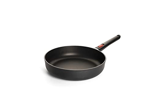 Woll Eco Lite Sartén de borde alto inductiva, diámetro de 28 cm, 7 cm de alto, con mango extraíble, apta para todo tipo de cocinas, 100% aluminio reciclado, apta para horno, color negro