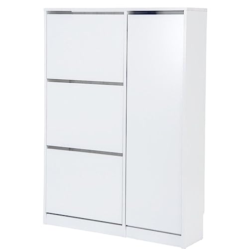 TOP KIT | Mueble Zapatero Tigris 55ab | Armario Zapatero | Zapatero con 3 puertas abatibles + 1 vertical | Blanco