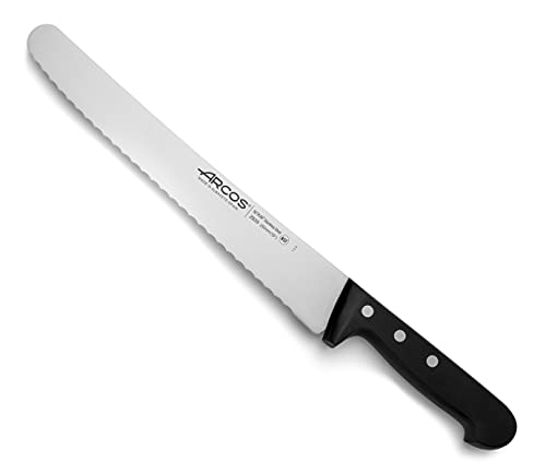 Arcos Serie Universal, Cuchillo Pastelero, Hoja de Acero Inoxidable Nitrum 250 mm, Mango de Polioximetileno, POM Color Negro
