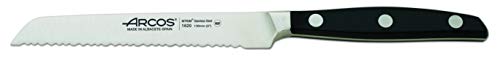 Arcos Cuchillo Tomate Forjado Serrado 5 Pulgadas Acero Inoxidable, Mango Ergonómico Polipropileno POM y Hoja Seda Especial 130 mm, Serie Manhattan, Color Azul, Impresiona y Sorprencon Cada Corte