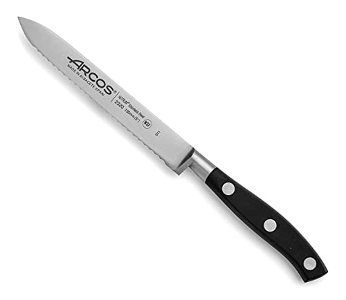 ARCOS Cuchillo para tomates Forged Riviera - Acero Inoxidable negro 5 pulgadas - Diseño sofisticado con comodidad y durabilidad - Tecnología plateada - Serie Riviera