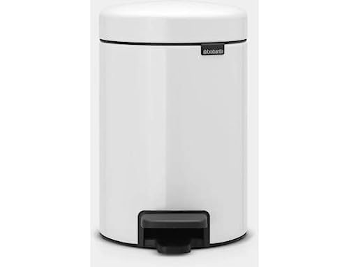 Brabantia Cubo de Basura con Pedal, Blanco, 3 l