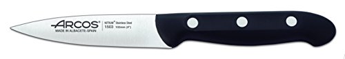 ARCOS Cuchillo Mondador de Acero Inoxidable, Cuchillo Cocina Profesional para Pelar Frutas y Verduras, Mango Ergonómico Polioximetileno y Hoja 100mm, Serie Maitre, Color Negro