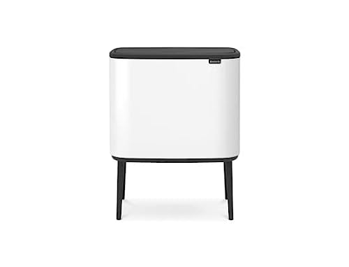 Brabantia Bo Touch Bin Cubo de Basura, Acero Inoxidable, Blanco, 11 + 23 litros
