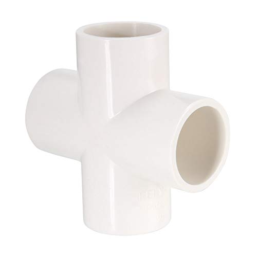 sourcing map Tubo PVC Cruz, Codo PVC de 4 Vías, Conector PVC 25mm, Reductor PVC de Forma en T, Reductor Manguera, Accesorio de Tubería, Blanco 6 Piezas