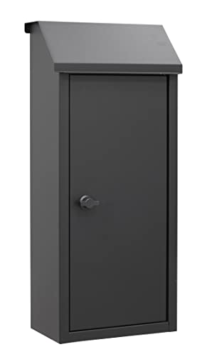 ARREGUI Panera SP008NG-P Buzón Exterior Grance para Pan, Buzón de Correo de Acero para Barras de Pan y Periódicos, Panera Exterior, Gran Capacidad, Sin Llave, Apertura de Pomo, Negro