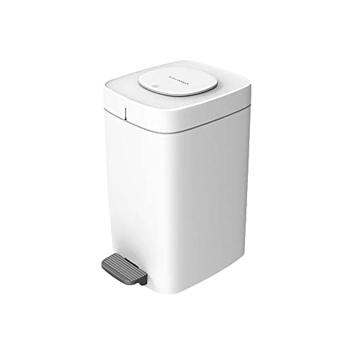 JOYBOS JOB087 Papelera Cubo 15 l Cuadrado con Pedal-Incluye 30 Bolsas de Basura, 15 litros, ABS+PP, Blanco