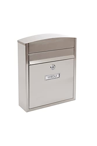 ARREGUI Compact E5737 Buzón Exterior de Acero Inoxidable, Tamaño S (Correo DIN A5) - 28.5 x 24 x 9.5 cm, Buzón de Pared Pequeño, Buzón de Correo Individual, Antilluvia, Anticorrosivo, Inox