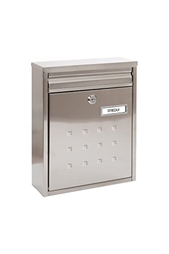 ARREGUI Dime V1327 Buzón Exterior de Acero Inoxidable, Tamaño M (Correo DIN A4 y Revistas), Buzón de Correo Individual, Buzón Pared, Agrupable, Fondo Estrecho, Anticorrosivo, Fácil de Instalar, Inox