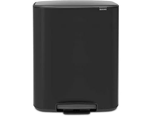 Brabantia Bo Cubo de pedal de cocina para reciclaje, 2 x 30L, color negro mate