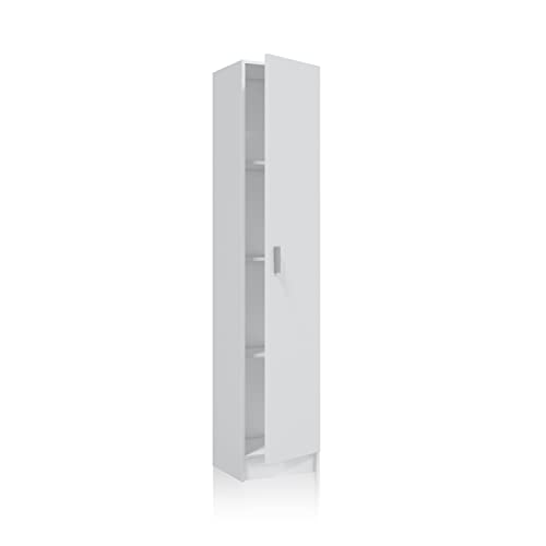 Habitdesign Armario Multiusos, 1 Puerta, Columna, Acabado en Color Blanco Mate, Medidas: 37 cm (Ancho) x 182 cm (Alto) x 37 cm (Fondo)