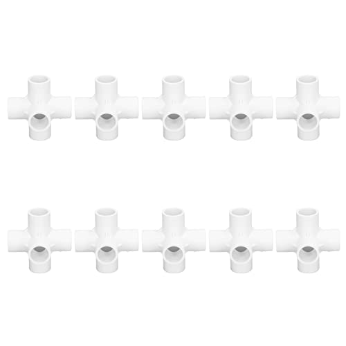 Racor para tubos de PVC 10PCS 6 maneras de codo de esquina adaptadores de tuberías Conectores de tubería de esquina Diámetro interior de la tubería 25mm Tee Fitting Conector de tubería(White)