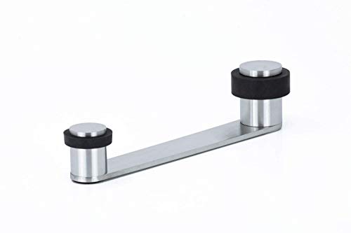 Tope de Puerta con Retenedor Giratorio| Para Puerta de Hasta 100 mm de Grosor | Laton | Incluye Tornillo + Taco | Ref I-253 | EVI Herrajes (Inox Mate - Goma Negra)