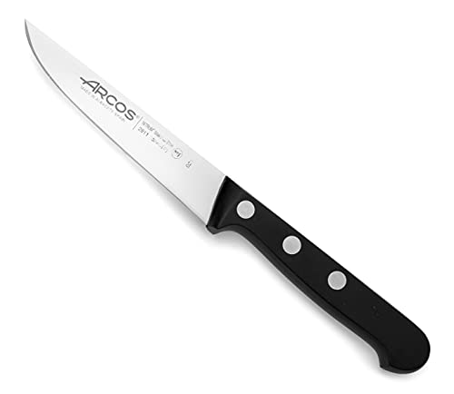 Arcos Serie Universal - Cuchillo para Verduras Cuchillo Mondador, Hoja de Acero Inoxidable NITRUM 100 mm, Mango de Polioximetileno (POM), Color Negro