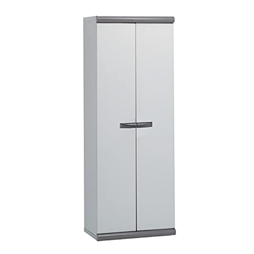 Gardiun Armario Escobero de Jardín Resina Tavira 2 62,5x39x169 cm Gris 2 Puertas