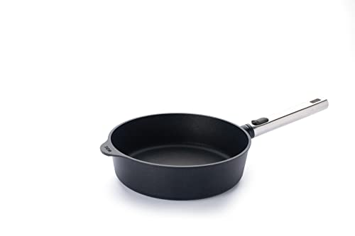 Woll Diamond Logic XR Pro - Sartén alta (inductiva, 24 cm de diámetro, 7 cm de alto, con mango de acero inoxidable, apta para todo tipo de fuegos, aluminio, apta para horno, color negro)