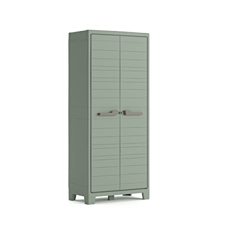 Keter Planet Outdoor Alto Armario Interior y Exterior, Resina, Verde, 80 x 44 x 182