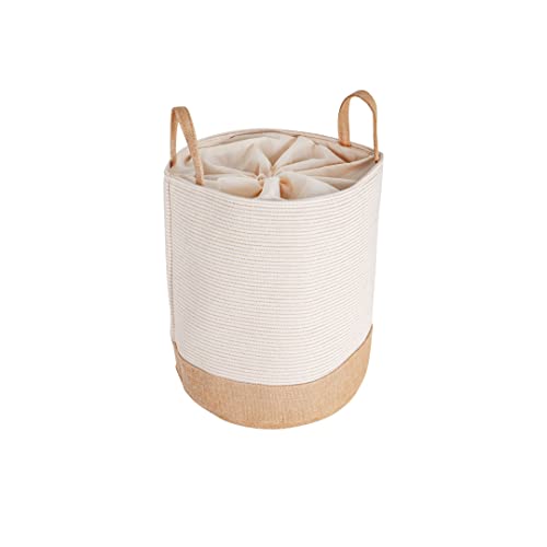 Cesto de Yute 40 x 35cm, para guardar ropa sucia o juguetes de bebe, almacenaje plegable, para colada Cubo pongotodo mimbre baño infantil lavandería