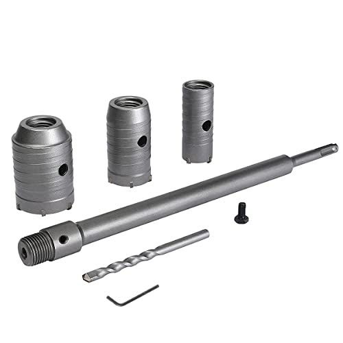 350 mm Mango redondo SDS Plus Vástago Broca para muro de hormigón Agujero Cortador de sierra Broca para muro de piedra de cemento y hormigón con expansión de 30/40/50 mm （Plata）