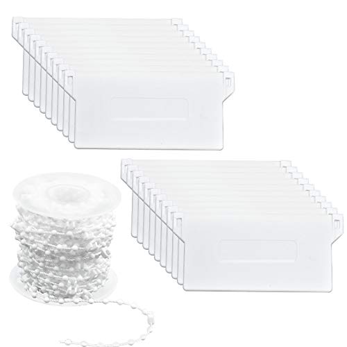 20 Piezas Pesas de Persiana Vertical Tablillas 89 mm (3,5 Pulgadas) & 10m Cadena de Persiana Vertical, Listones de Pesas Inferiores Kit de Reparación Accesorios para Cortinas Verticales, Blanco