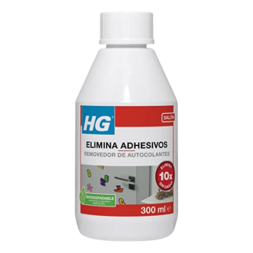 HG Quita adhesivos, Elimina de Manera Rápida y Efectiva Pegatinas, Adhesivos, Residuos Pegajosos, Salpicaduras de Alquitrán, Manchas de Grasa, Aceites y Otros (300 ml) - 160030130