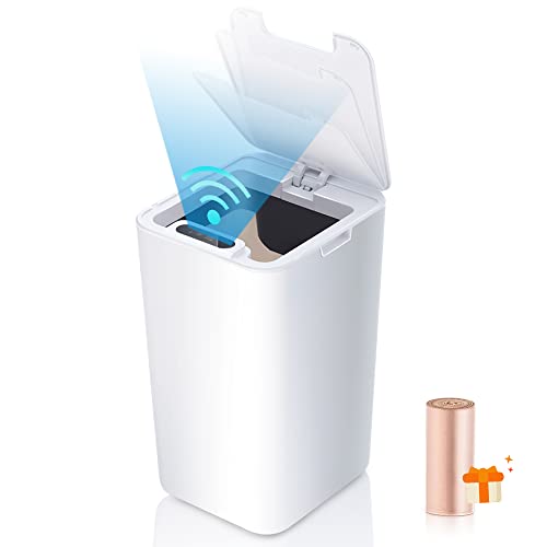 Cubo de Basura Automático con Sensor Detector de Movimiento Smart Inteligente 8,5 L Apertura Sin Contacto Hogar Oficina Baño Cocina Trash Can Papelera Capacidad Electrónico e Inoloro Bolsas Incluidas
