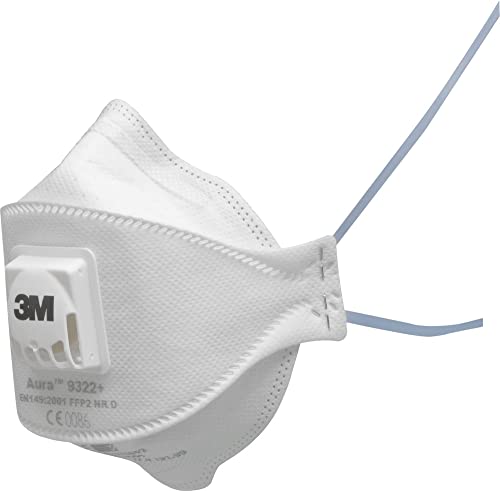 3M™ Aura™ Mascarilla para partículas, FFP2, con válvula, 9322+, 10 máscaras por paquete