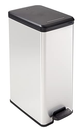 Curver 213298 Deco Slim - Cubo de basura, 40L, Gris, 25x31x61 cm
