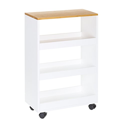 UNIMASA Carro verdulero Moderno Blanco de Madera para Cocina Basic, 48 x 24 x 77,20 cm