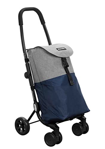 Playmarket, Carro de la Compra Plegable Playmarket Go Four, Cuatro Ruedas, Color Azul y Gris