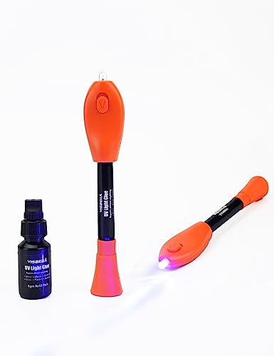 Visbella Grande capacidad pegamento uv pegamento luz ultravioleta Alto efecto, con condensación acelerada, baterías reemplazables y pegamento(4+8)gramo