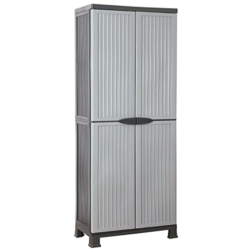 Hogotin Armario Alto Armario escobero Armario Exterior con 4 baldas, Gris, 68x39x171,5 cm